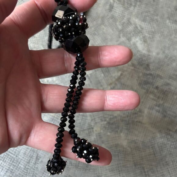 Vintage Austrian Crystal flapper necklace w black crystals - Picture 8 of 12